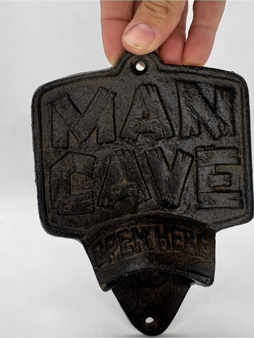 Cast Iron Man Cave Bottle Opener Wall Mount Bar Decor
